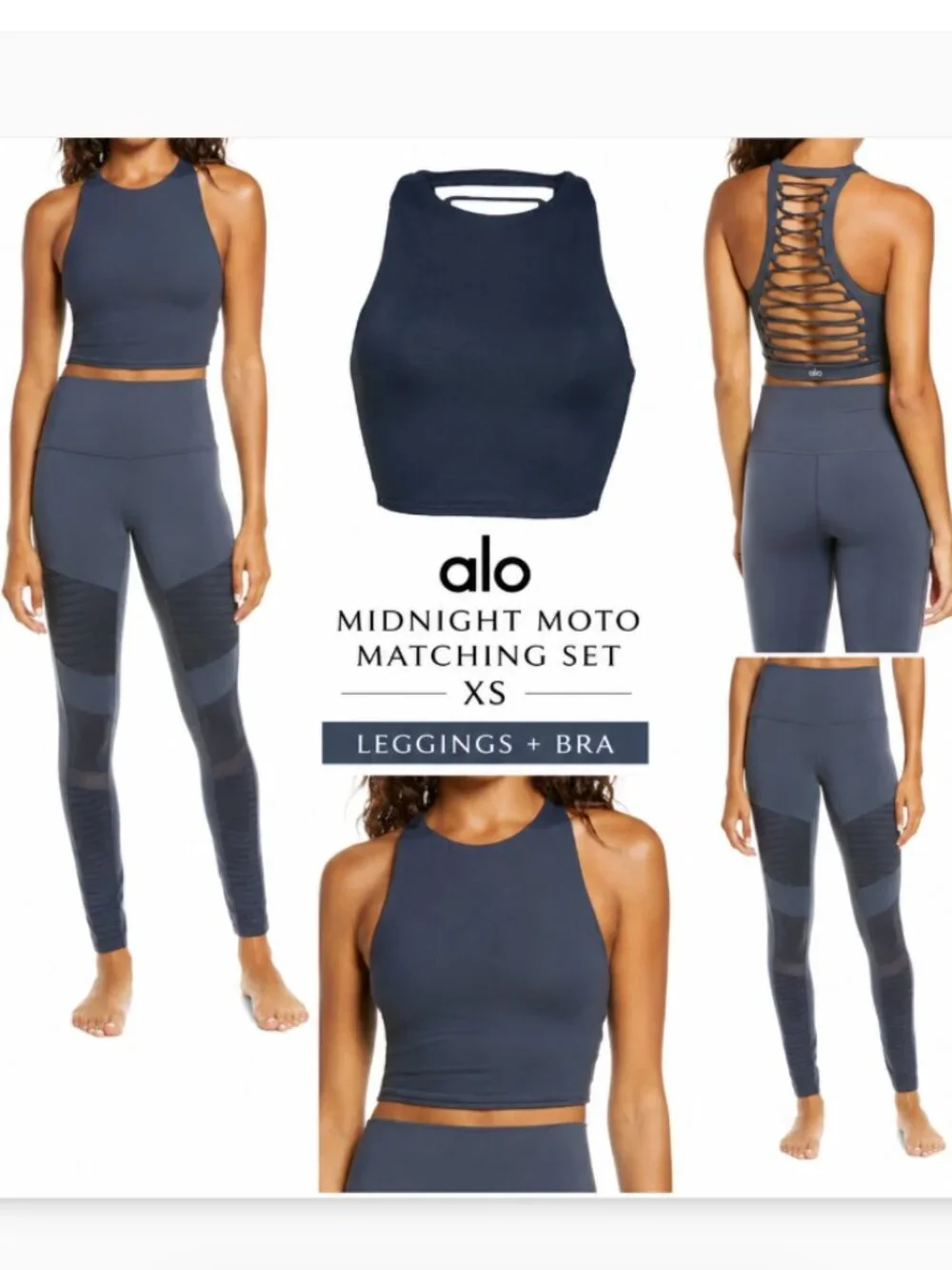 ALO Yoga Midnight Moto Matching Set XS NWT Leggings + Bra